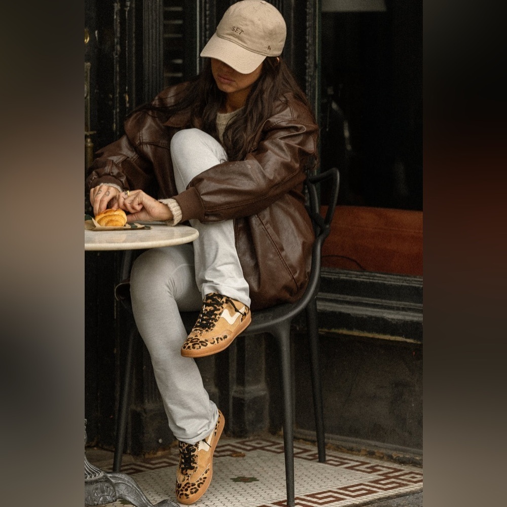 MI.IM Destiny Leopard Print Sneakers Animal 9 Shoes Casual Brown‎ Black Leather